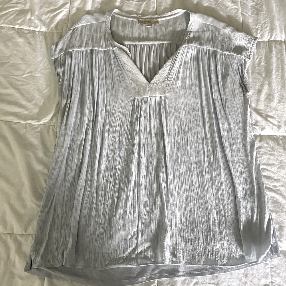 Loft Plus Short Sleeve Blouse - Light Blue